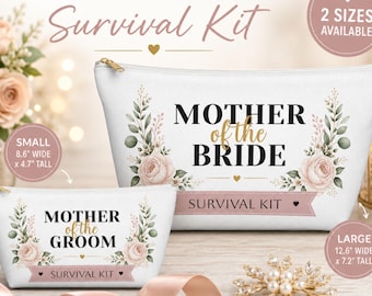 Wedding Day Survival Kit Bag, Bridal Emergency Kit, Mother of the Bride Gift, Bridesmaid Maid of Honor Gift, Custom Wedding Party Pouch