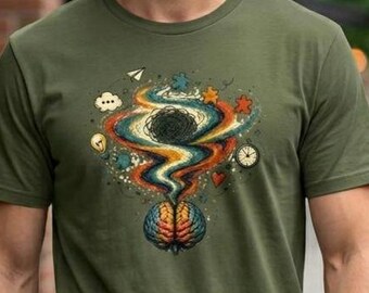Neurospicy Brain Storm Neurodivergent Brain ADHD AuDHD Austisme Aandacht UNISEX Tee T-shirt tiener mannen vrouwen cadeau aanwezig