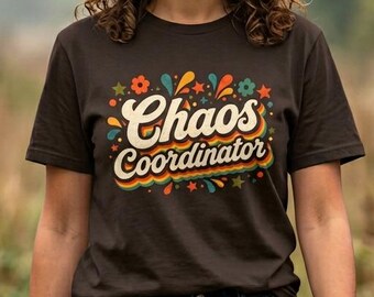 Chaos coördinator moeder shirt grappig moeder leven T-shirt ADHD moeder cadeau overgestimuleerd moeder shirt retro grappig moeder T-shirt