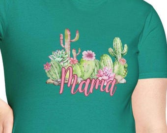 MAMA Desert Cactus Mother's Day UNISEX Tee Shirt Saguaro Wildflower Vintage Watercolor Momma Mommy Grandma Easter Basket Gift Present
