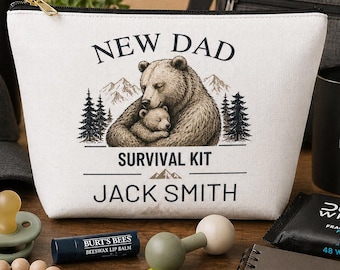 Gepersonaliseerde New Dad Survival Kit-tas, eerste keer papa cadeau, aangepaste vader als cadeau, babyshower cadeau voor papa, ziekenhuistas Essentials voor papa