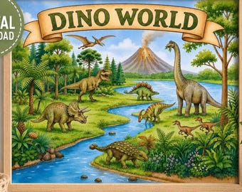 DIGITALER DOWNLOAD Aquarell Stil Dinosaurier Gemälde Kunstwerk perfekt für Dinosaurier Themen Jungen Schlafzimmer Kinderzimmer Spielzimmer