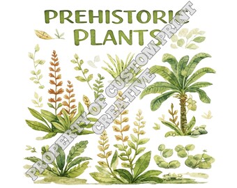 DIGITALE DOWNLOAD Aquarel prehistorische planten print afbeelding