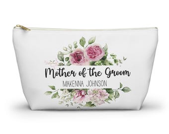 PERSONALIZED Custom Name Mother of the Bride Rose Survival Kit Accessory Pouch T-bottom Makeup Hair Wedding Decor Gift Keepsake Maid Honor
