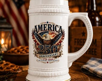 Amerika 250th Jubiläum Eagle Bier Stein Becher | Vaterländische 1776-2026 Keramik