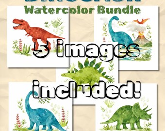 Aquarel dinosaurus digitale download schilderij clipartbundel png
