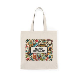 Trousse de survie pour enseignant Sac fourre-tout naturel 15 x 16 Enseignement, rentrée des classes, cadeau de remerciement, enseignement, étudiants, à remplir avec des fournitures ou une carte-cadeau