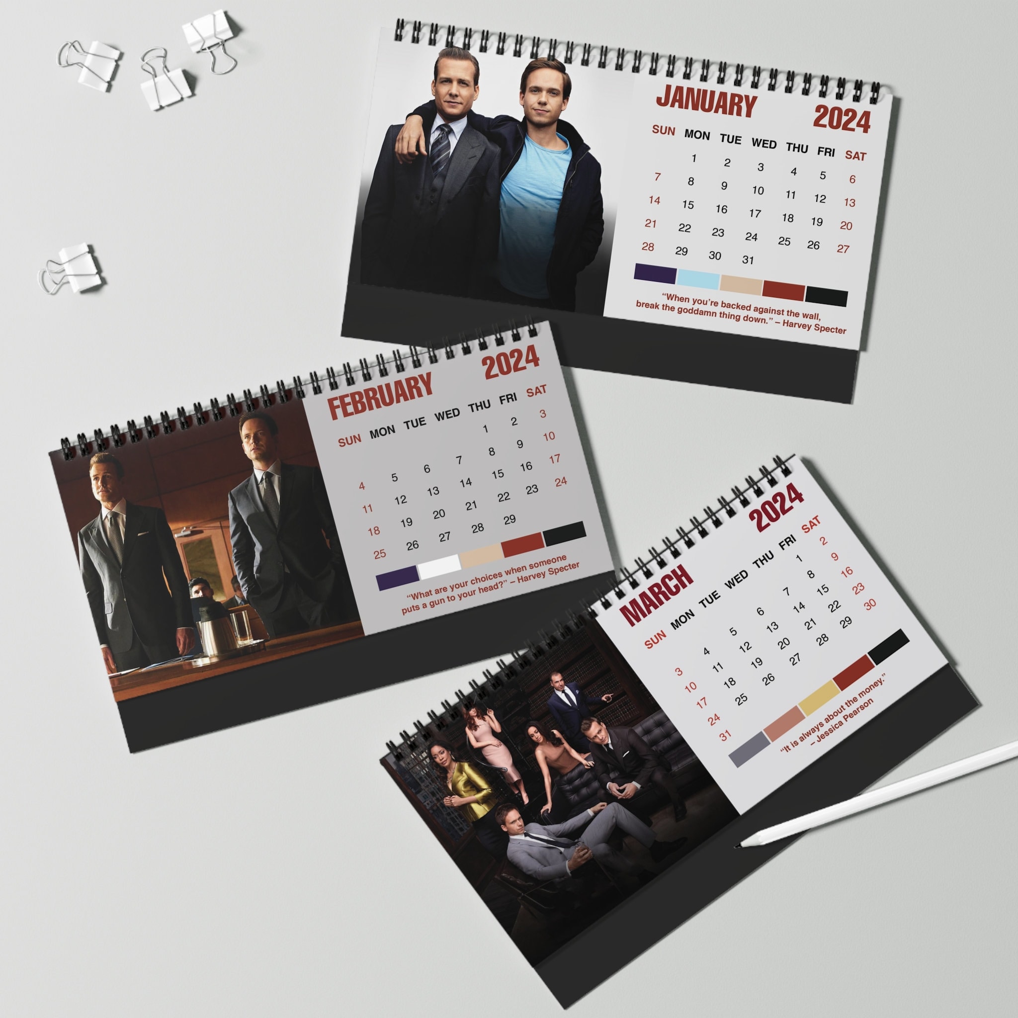 2024 Suits Desk Calendar 2024 Desk Calendar sold by Danny Williams