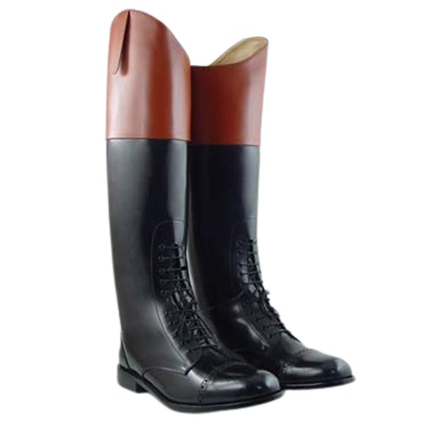 Men's genuine black & brown tan leather riding boots equestrian polo horse riding boots leather sole boots zipper boot Style Boots