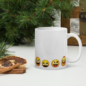 Funny Mug, Funny Coffee Cups, Emoji Mug, Happy Face Emoji Mug, Funny Coffee Emoji Mug, gift mug