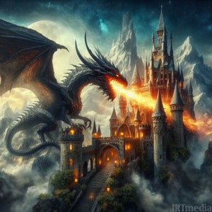 A.I. Fire Breathing Dragon and a Castle