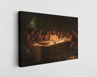 Canvas Print, Gingham Wall Decor, Black White Gingham, Handcrafted Large Artwork, Reimagined Last Supper Design, Stylish Home Gift