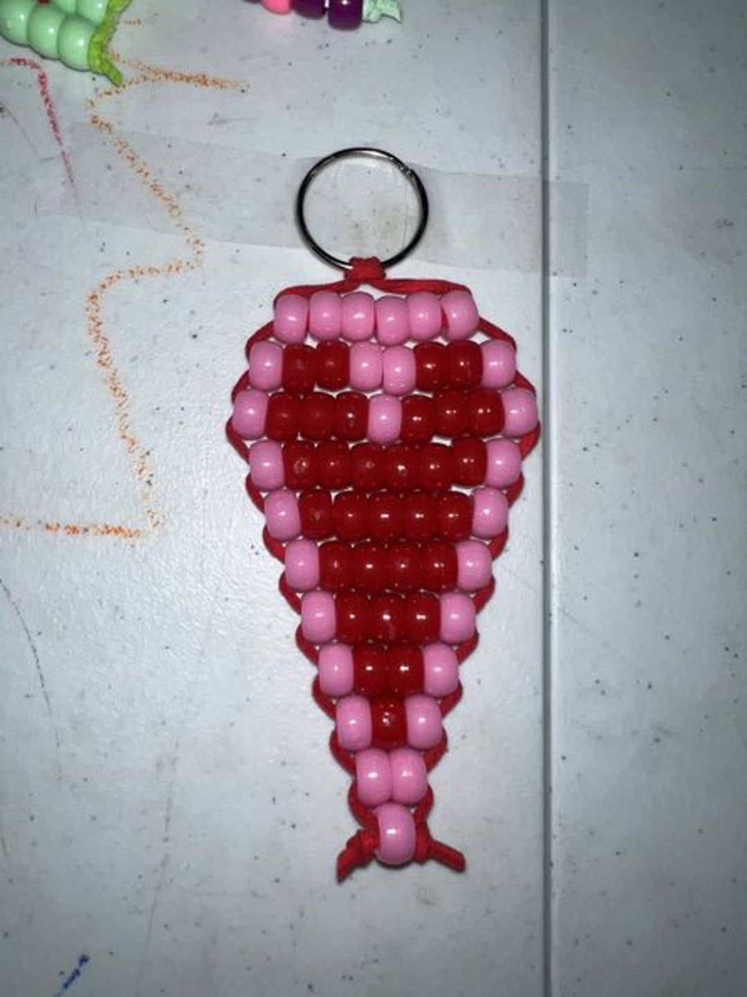 Heart Pony Bead Keychain Etsy