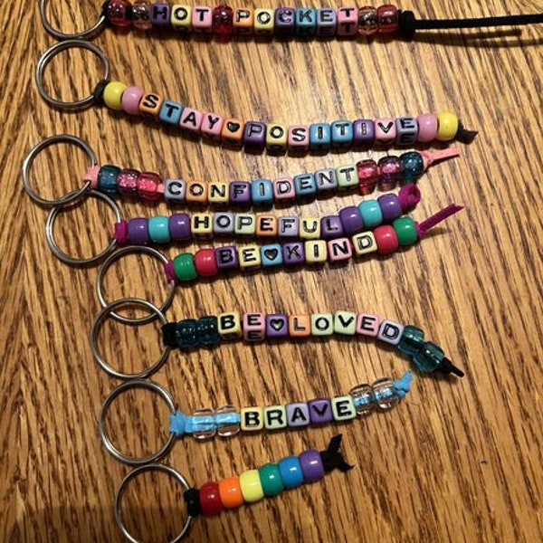 Custom Saying Pony Bead Keychain