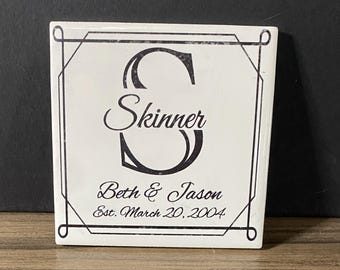Personalized Ceramic drink coasters, wedding, anniversary, Bar,