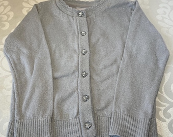 Cardigan Baby Girl Sz 24 Months Soft Silver Metallic Glitter Shimmery Healthtex
