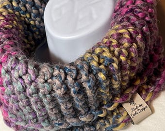 Chunky  Knit Cowl:  Wool Ease Astroland Neck Warmer Super Soft Cozy acrylic