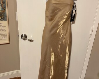 Vtg Arianna By Rachel Kaye Formal Evening Gown  Champagne Maxi Dress Sz 4 Prom
