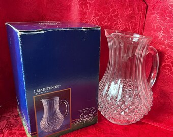 Vintage CRISTAL D'ARQUES DURAND Longchamp Pitcher 42-1/4 Oz Clear Crystal 24% Lead New