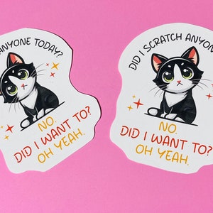 Autocollant drôle de chat - « Ai-je griffé quelqu'un aujourd'hui ?