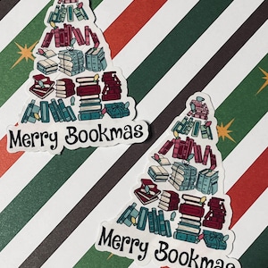 Merry Bookmas Book Tree Sticker – A Festive Treat for Book Lovers!
