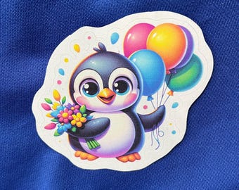 Adorable autocollant de célébration pingouin - Joli cadeau et décoration de fête