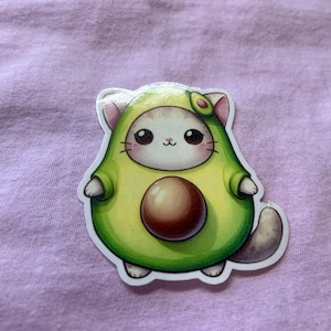 Avocato Sticker – Cute Cat in Avocado Costume Vinyl Decal for Water Bottles, Laptops, Journals & More