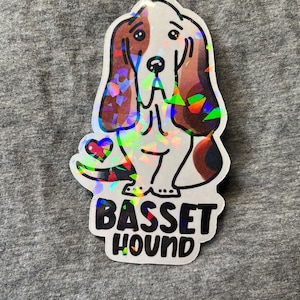 Holographic Basset Hound Magnet – Cute Dog Lover Gift