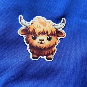 Cute Highland Cow Sticker – Kawaii Farm Animal Vinyl Sticker for Laptops, Water Bottles, Journals & More