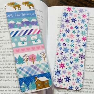 Double-Sided Winter Wonderland Bookmark – Cozy Cabin & Snowflakes Design