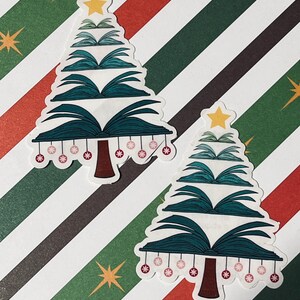 Bücherliebe-Weihnachtsbaum-Aufkleber für festlichen Adventskalender