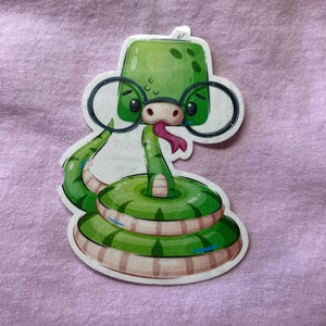 Cute Snake with Glasses Vinyl Sticker – Nerdy Reptile Cartoon Decal