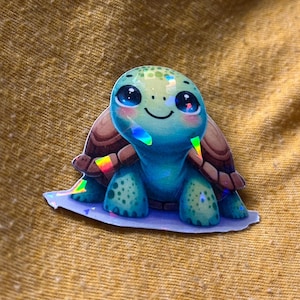 Adorable Holographic Turtle Magnet – Cute Ocean Animal Decor