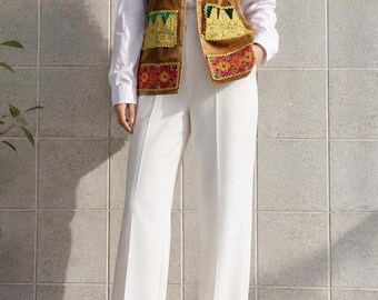 Handmade Afghani Waskat, Afghan embroidered Vest
