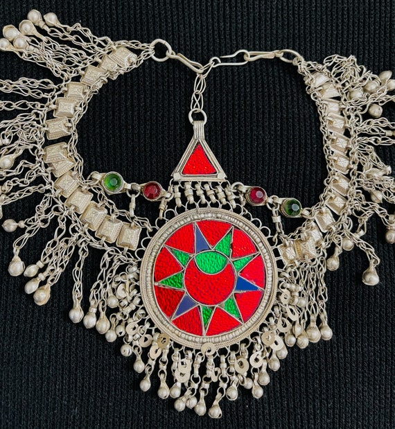 Authentic Afghan Handcrafted silver headpiece and… - image 2