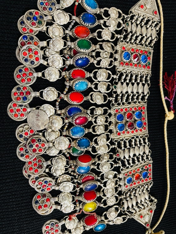 Authentic Afghan Handcrafted silver headpiece and… - image 3