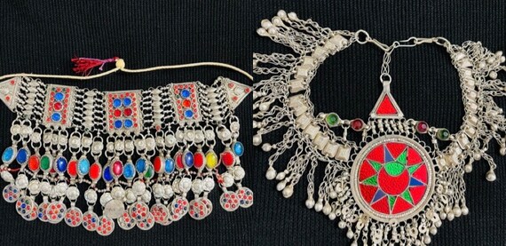 Authentic Afghan Handcrafted silver headpiece and… - image 1