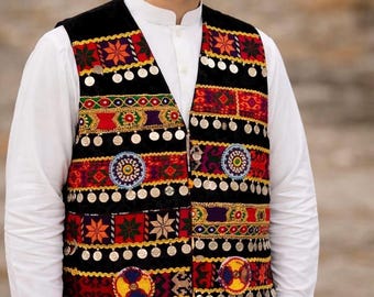 Handmade Afghani Waskat, Afghan embroidered Vest size: M and L