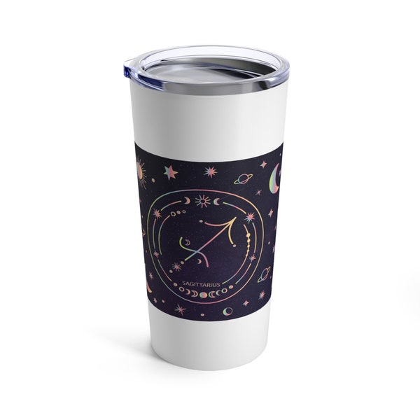 Zodiac Stainless Steel Tumbler 20oz, Night Sky Sagittarius November Birthday December Birthday Best Gift for Astrology Lover Horoscope Lover