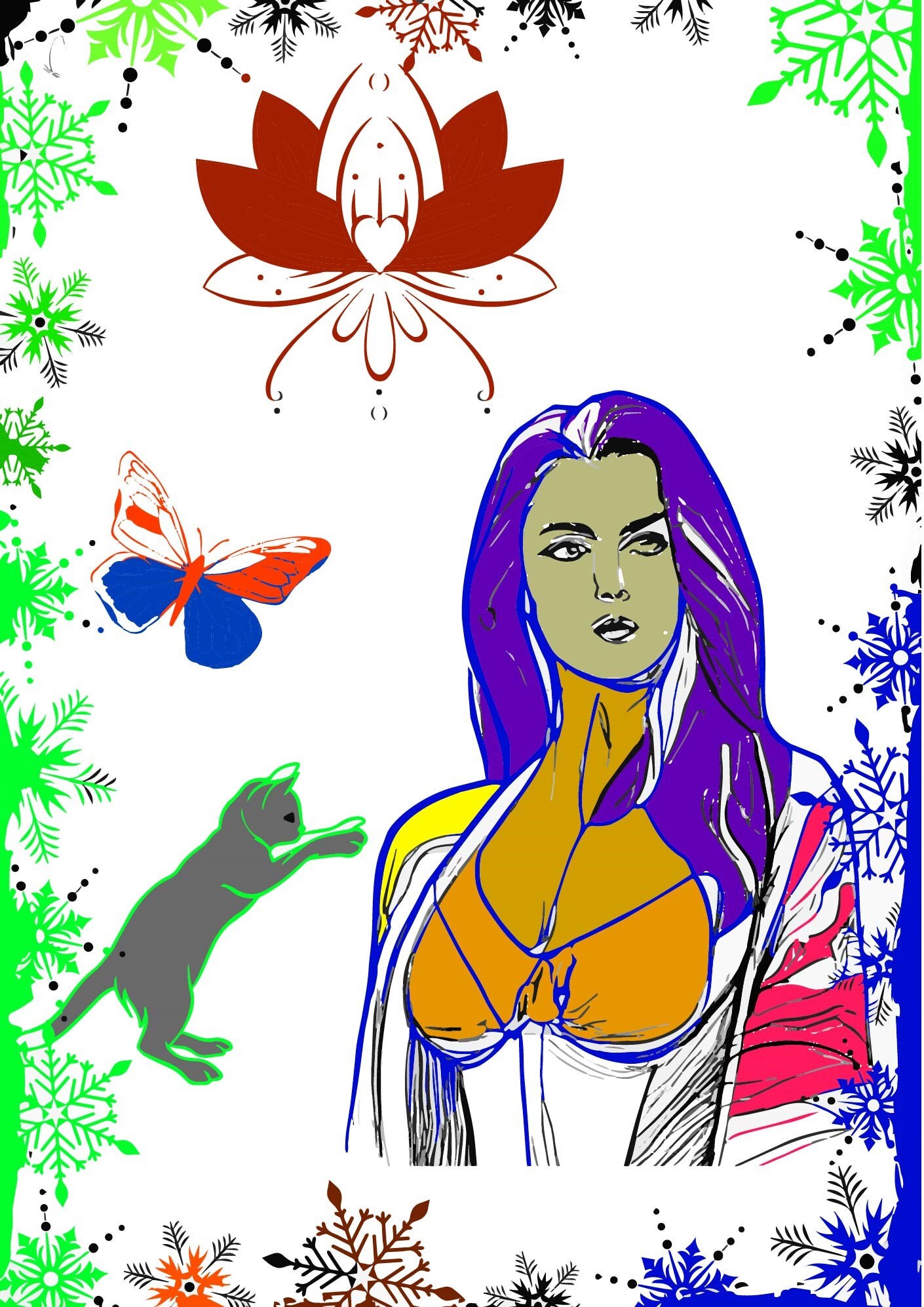 49 Coloring Pages with Cute Gnome,naked girl, cat, dog,bird, Coloring ...