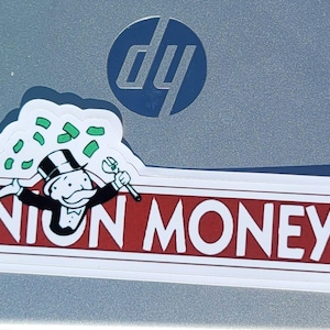 Union Money Monopoly Man Sticker – Milburn Pennybags with Wrench – Vinyl Labor Union Decal for Hard Hat, Toolbox, & Laptop