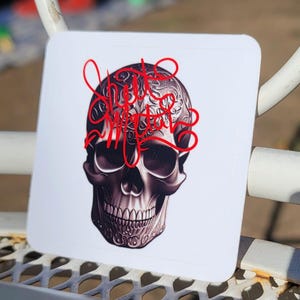 Sheet Metal Worker Skull Sticker | HVAC Union Tinner Hard Hat Decal | Graffiti Script Waterproof Vinyl for Toolbox & Helmet Sublimated