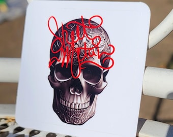 Sheet Metal Worker Skull Sticker | HVAC Union Tinner Hard Hat Decal | Graffiti Script Waterproof Vinyl for Toolbox & Helmet Sublimated