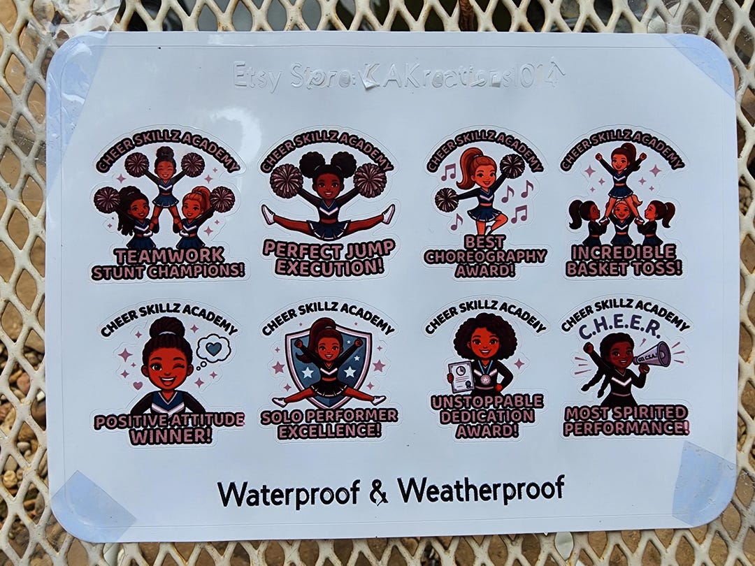 Custom Cheer Award Stickers Sheet | Personalized Cheerleader Decals ...