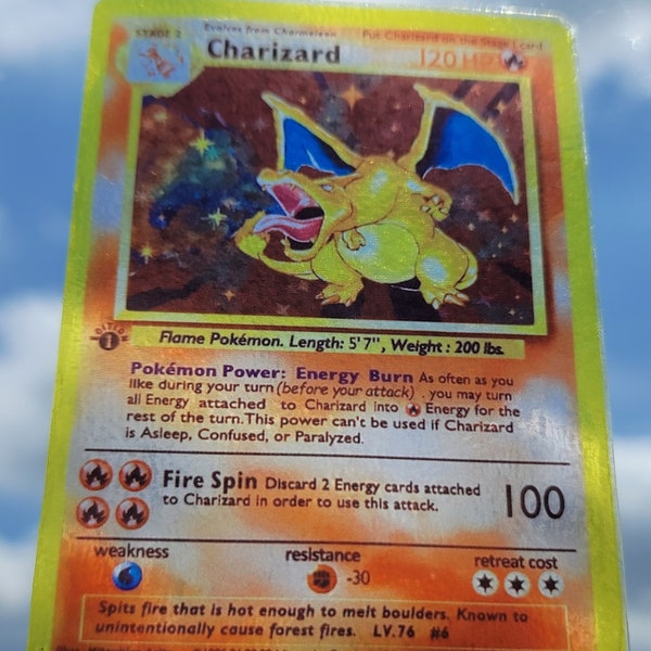 Charizard 1st Edition Holographic Sublimated Clear Sticker