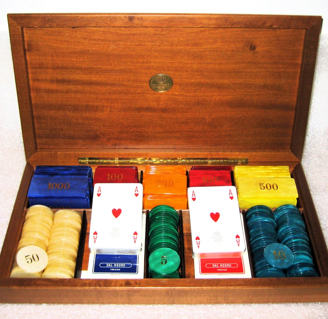 NOS Vintage 1960's Italian Poker Set by Dal Negro. Pokerblack Jack