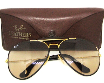 Ray-Ban USA Vintage B&L Aviator Leathers 62mm bruine, met foto verwisselbare zonnebril