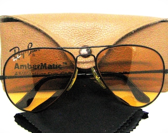 Ray-Ban USA Vintage 1990s B&L Aviator Ambermatic Deep Groove Nr.Mint Sonnenbrille