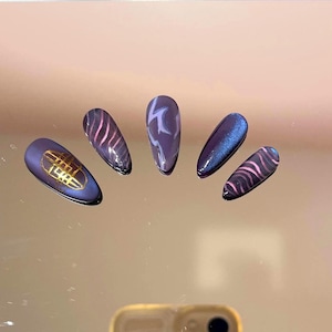 Demon Rumi Nail | Kpop Demon Hunter Inspired Nails | Handmade Gel Press-on Nails | Application Kit Included