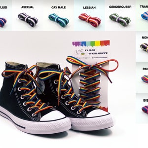 Pride Shoelaces - Rainbow Transgender Non-Binary Bisexual Pansexual Lesbian Asexual Genderqueer Genderfluid Gay Male Shoelaces